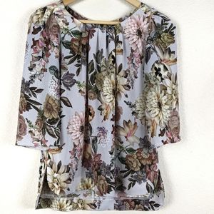 Nadine Dusty Floral Blouse Made In Italy Women's Size 8 US
